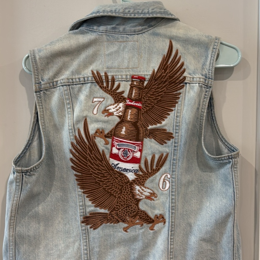 Levi's Light Blue Denim Vest with Eagle Embroidery